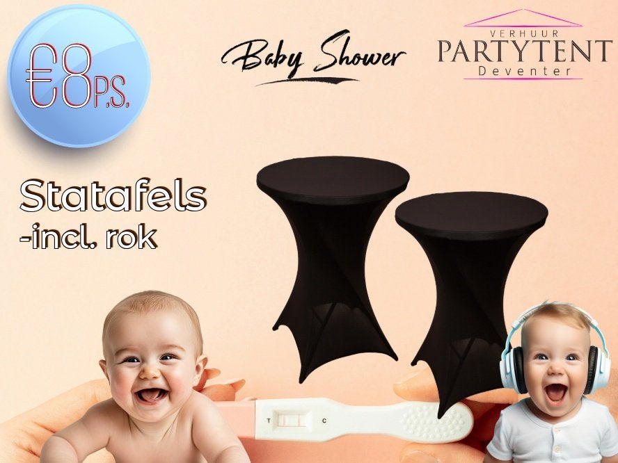 Statafel met rok huren babyshower reveal party, Ophalen, Nieuw, Geboorte of Huwelijk