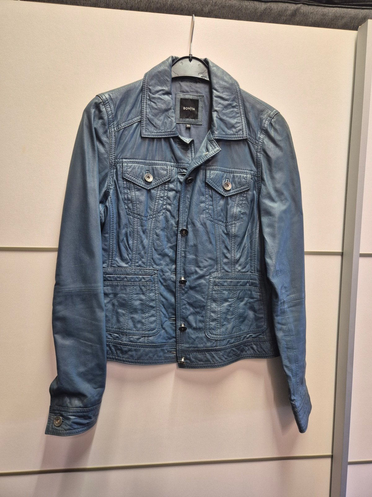 Bonita Leren Jas - Stijlvol en Comfortabel, Kleding | Dames, Maat 38/40 (M), Blauw, Bonita, Ophalen of Verzenden