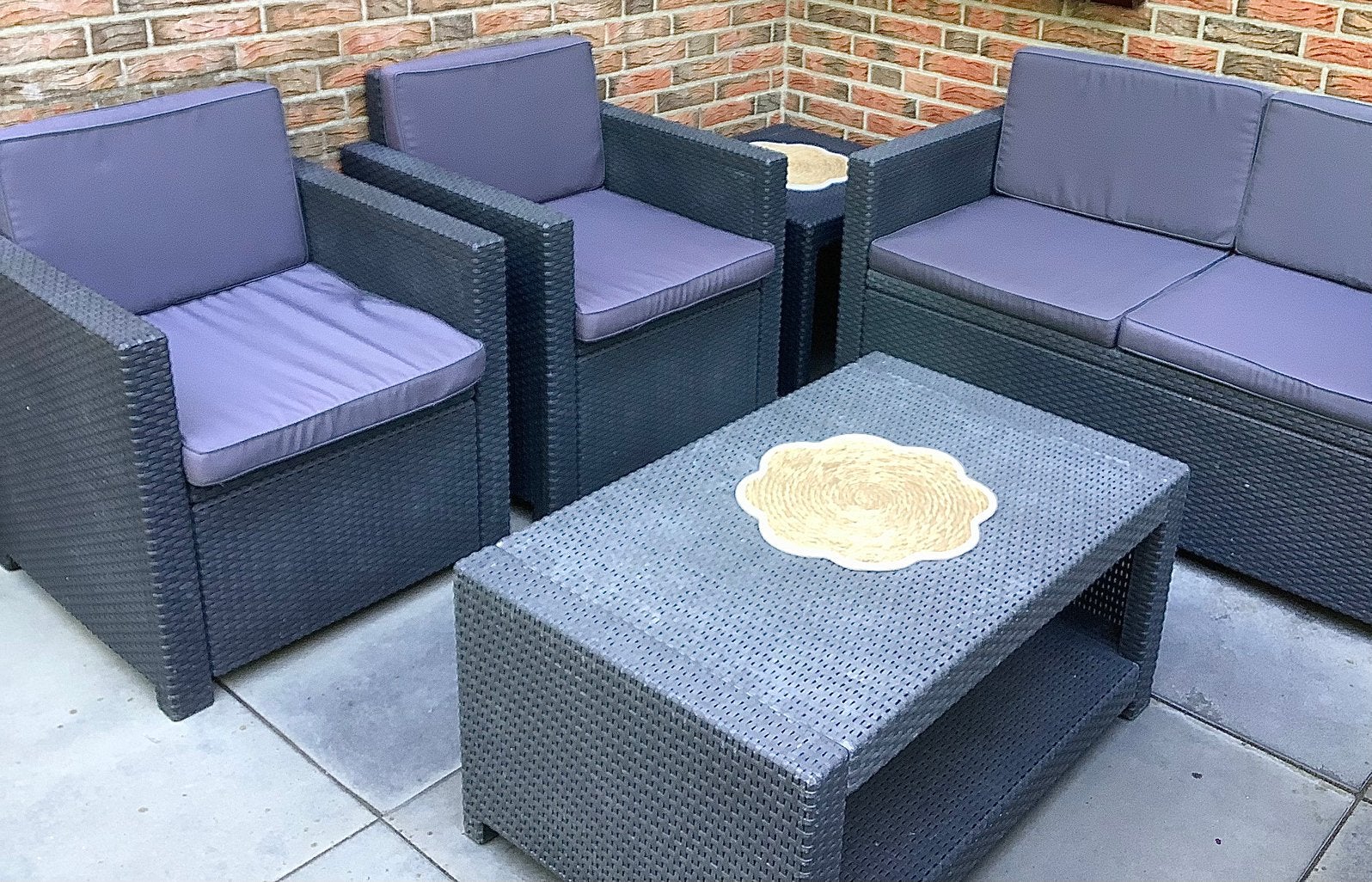 Allibert tuin/lounge set INCLUSIEF kussens GRIJS/GEBLOKT, Tuin en Terras, Tuinsets en Loungesets, Ophalen, 4 zitplaatsen, Kunststof