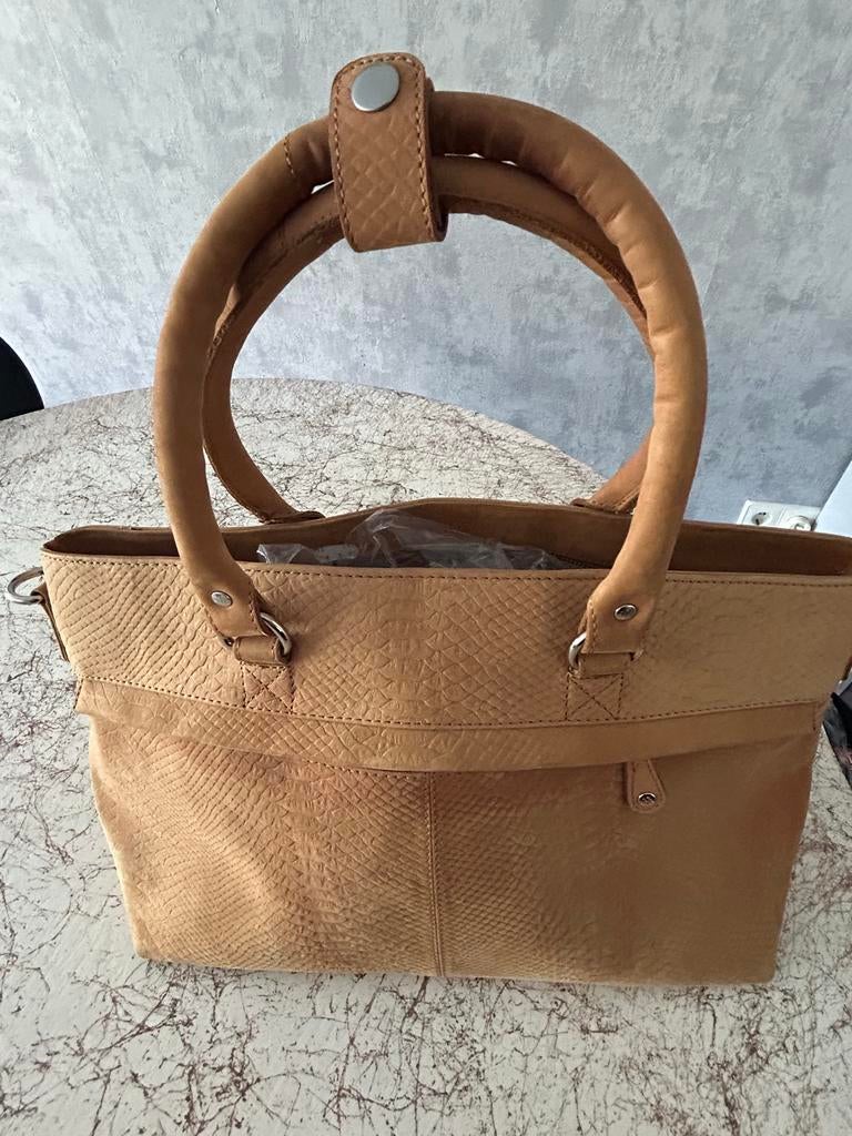 Stijlvolle LouLou handtas in beige met slangenprint, Ophalen of Verzenden, Zo goed als nieuw, Beige, Handtas