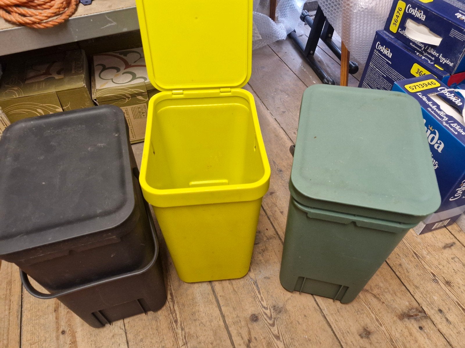 3 afvalemmers, Huis en Inrichting, Woonaccessoires | Prullenbakken, 40 liter of meer, Ophalen of Verzenden, Kunststof, Minder dan 50 cm