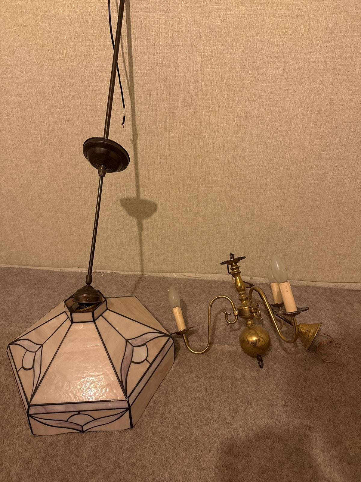 Hanglamp en kroonluchter - Vintage verlichting set, Ophalen