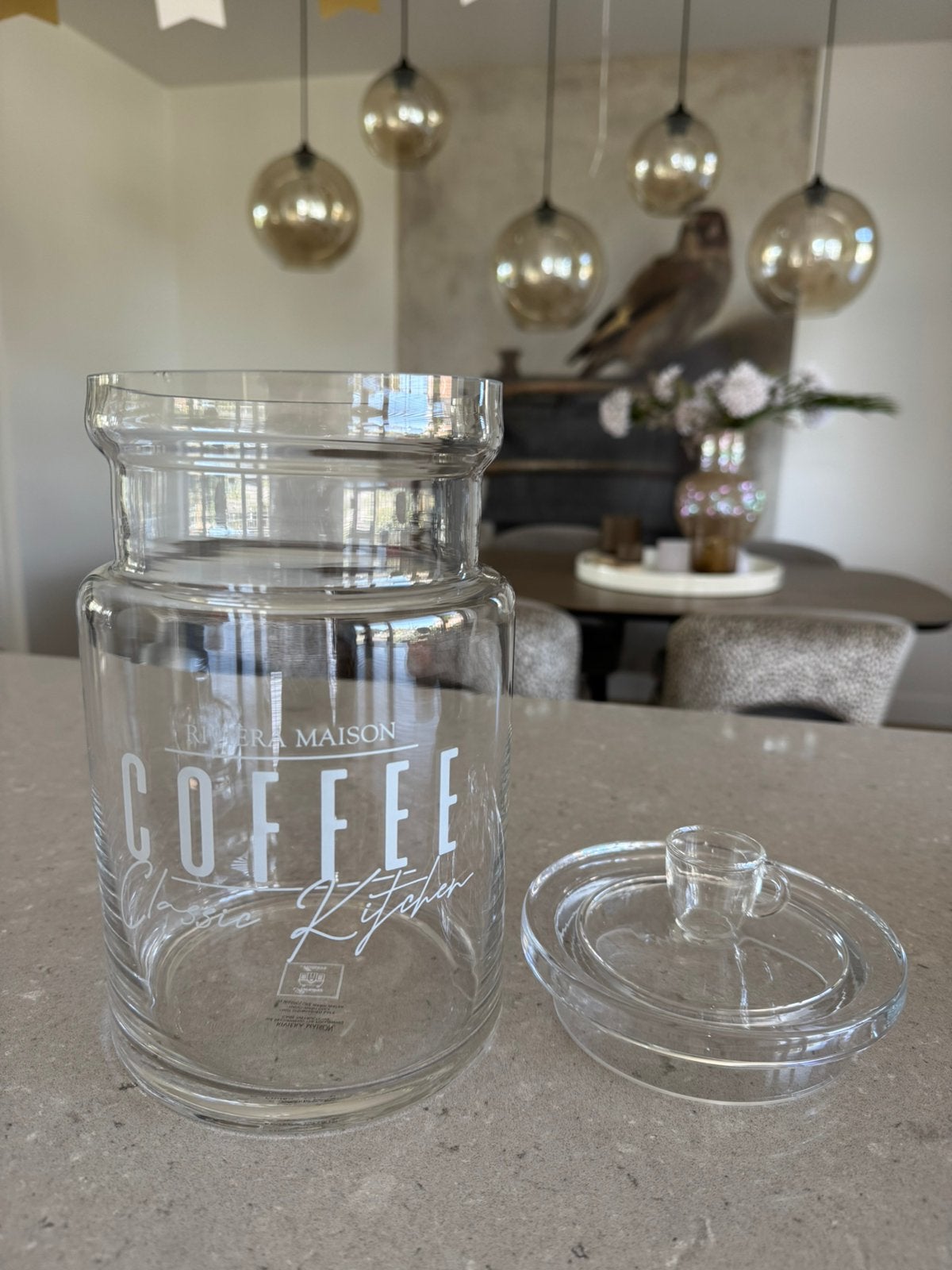 Mooie glazen voorraadpot van Riviera Maison!, Glas of Glazen, Overige merken, Ophalen of Verzenden, Overige stijlen