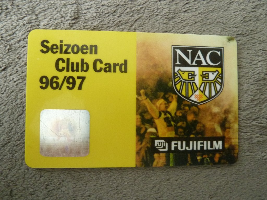 Seizoenclubcard NAC1996/97 Blauwe achterkant  Bestuur, Ophalen of Verzenden, Gebruikt, NAC Breda, Overige typen