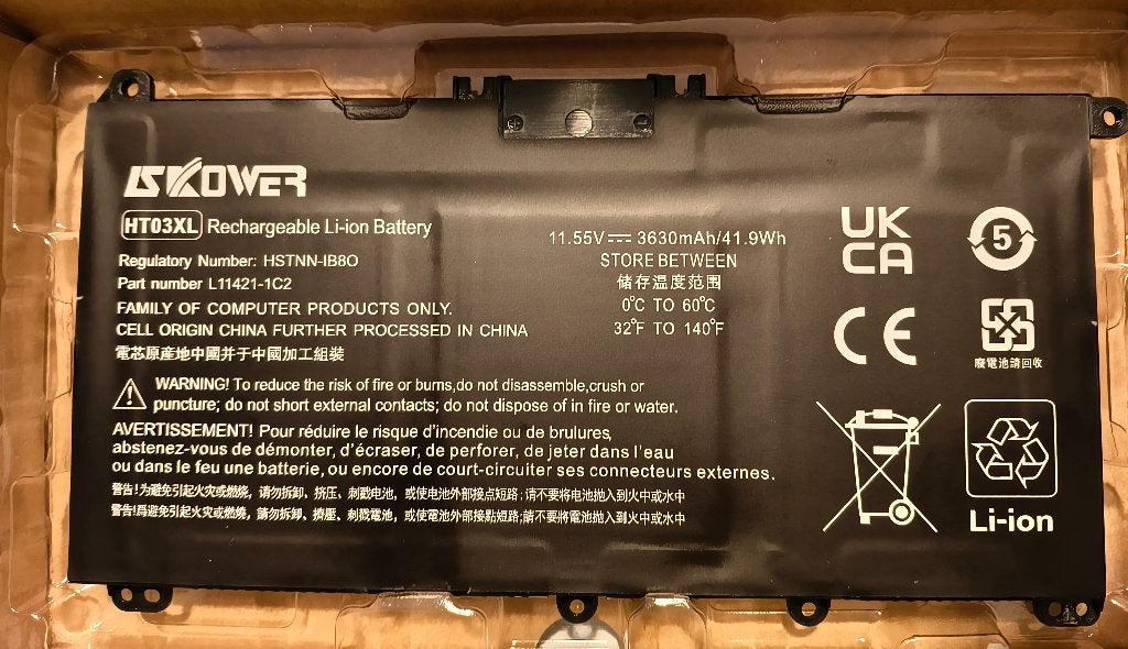 HP TF03XL / HW03XL accu 11.55 V, 3630 mAh, 41.9 Wh Nieuw, Ophalen of Verzenden, Nieuw, ISKOWER