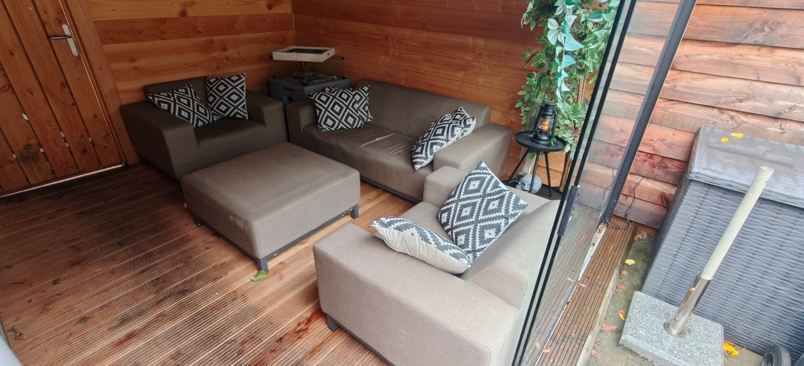 buiten bank met fauteuils exclusief kussen, Tuin en Terras, Tuinsets en Loungesets, Ophalen of Verzenden, Gebruikt