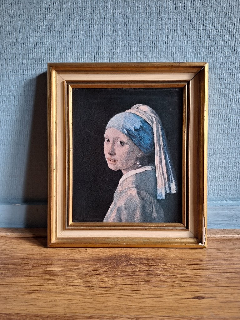 Vintage reproductie van 'Meisje met de parel', Ophalen of Verzenden, Oud hollands, Gedateerd, Portret of Personen