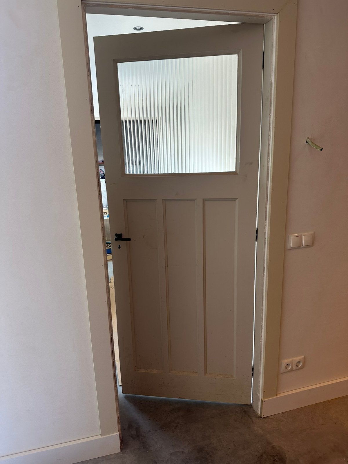 Jaren '30 paneeldeur met facetglas, Doe-het-zelf en Verbouw, Deuren en Horren, Gebruikt, Binnendeur, 200 tot 215 cm, Hout, Ophalen
