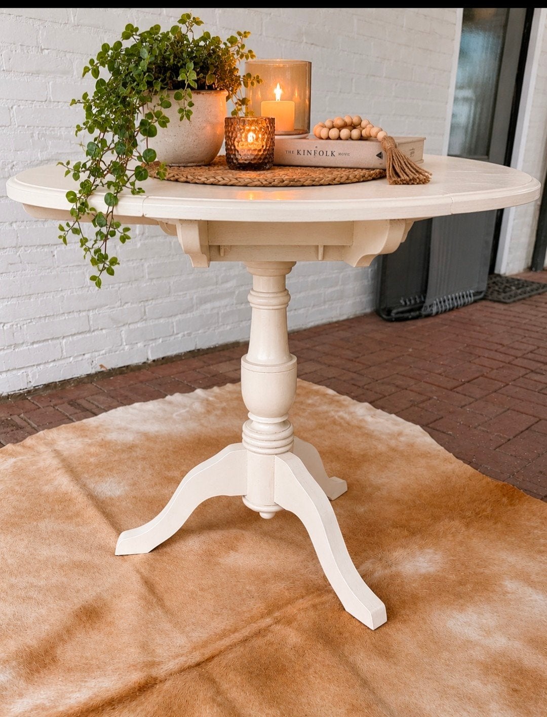 Witte ronde bijzet tafel h 70cm doorsnee 90 cm, Huis en Inrichting, Ophalen, Gebruikt, Rond, Klassiek, landelijk