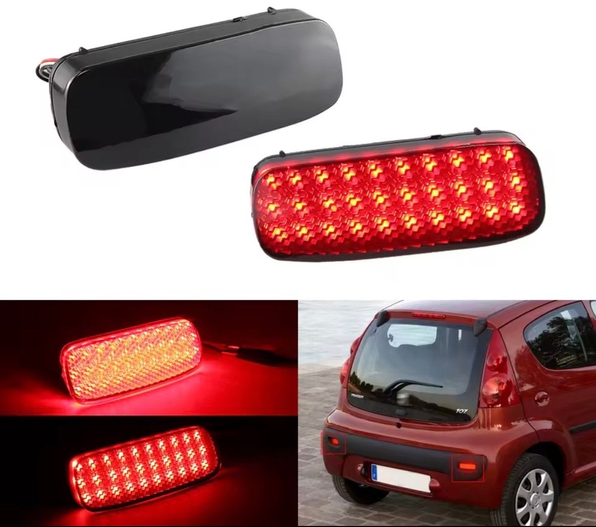 LED Achterbumper Reflector Licht voor Peugeot 107/Citroën C1, Auto-onderdelen, Ophalen, Nieuw, Peugeot