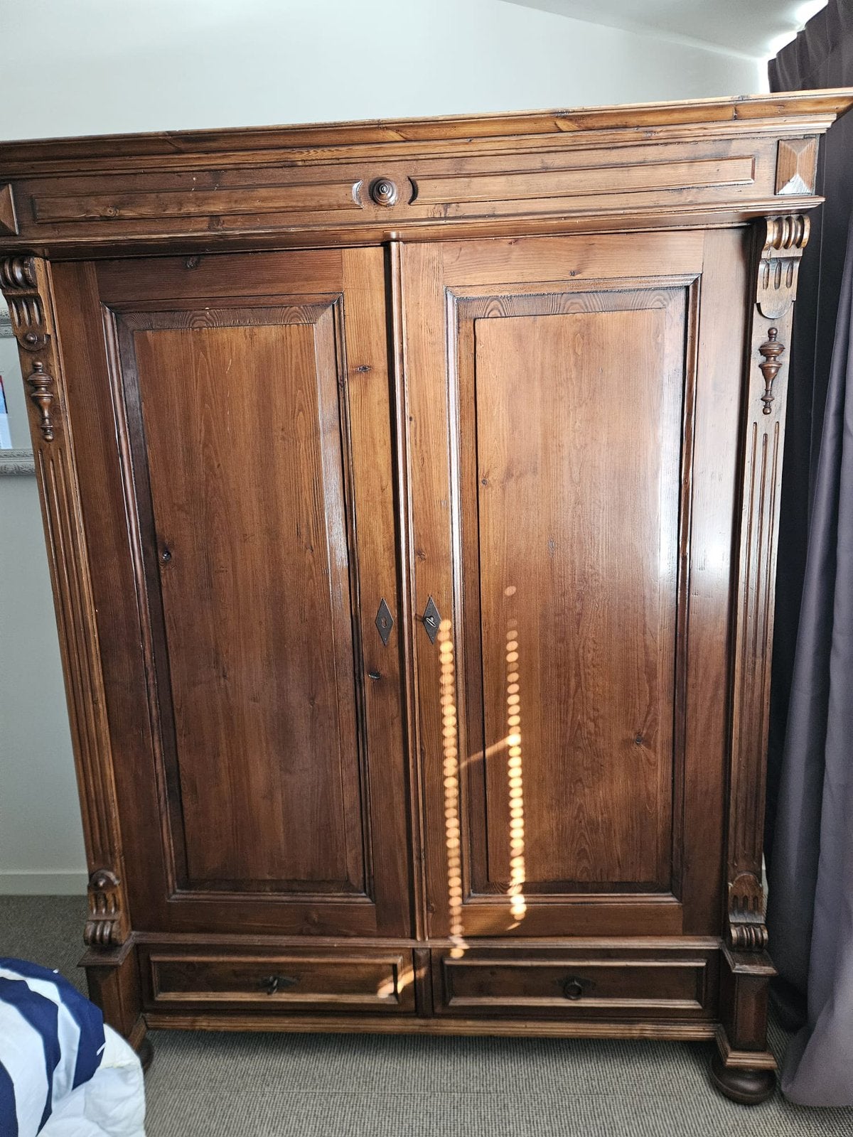 Vintage houten kledingkast, Ophalen