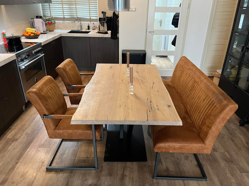 Complete eethoek inclusief eetbank en stoelen, Ophalen, Zo goed als nieuw, 4 tot 6 stoelen