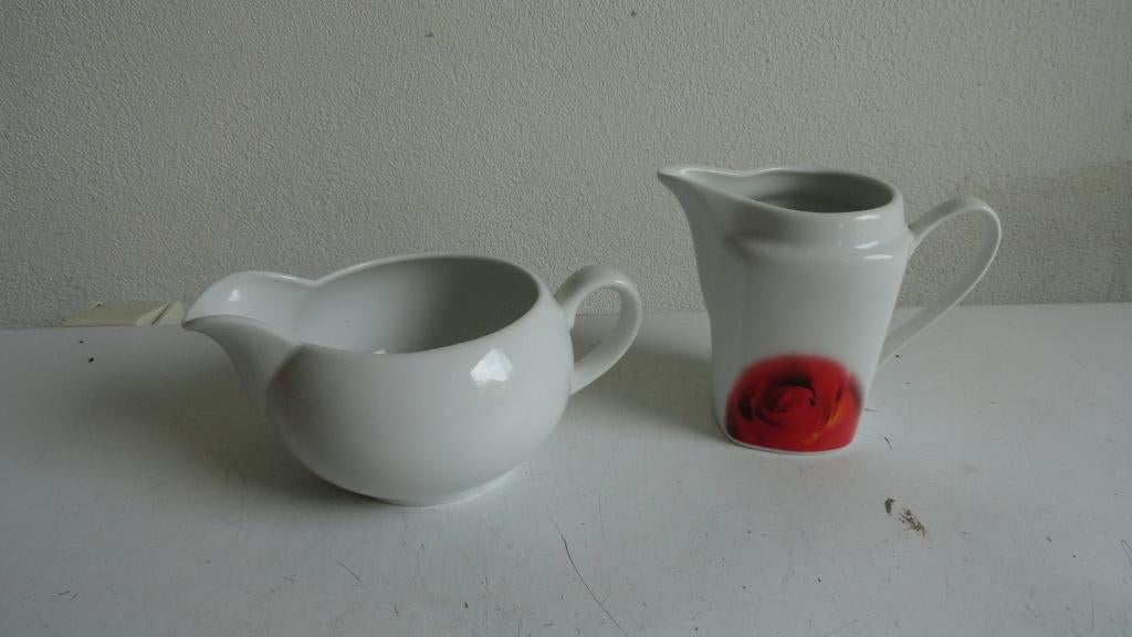 Melkkannetjes, 2 stuks, Overige typen, Ophalen of Verzenden, Zo goed als nieuw, Wit