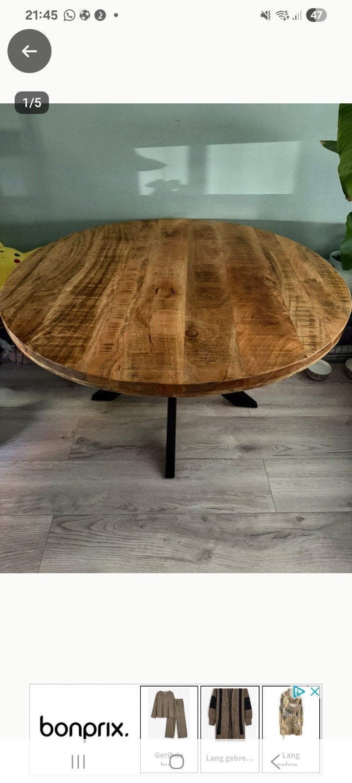 mango hout eettafel, Ophalen of Verzenden, Zo goed als nieuw, Rond, 100 tot 150 cm
