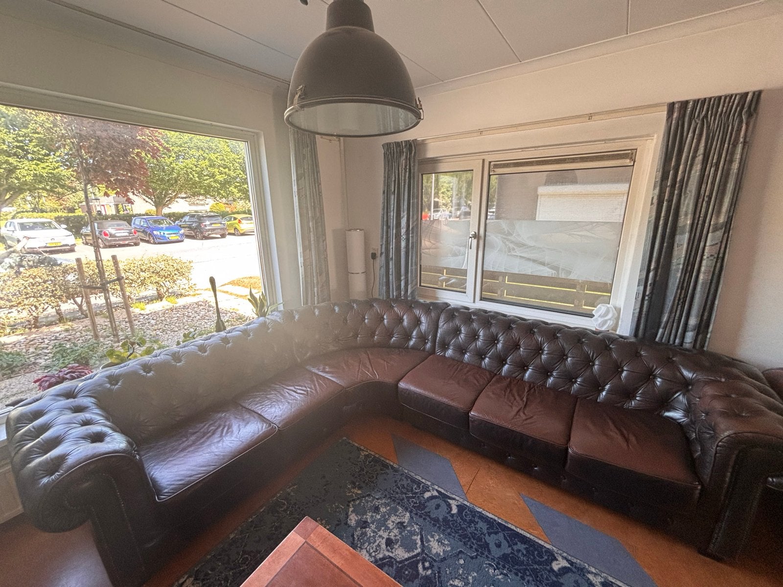 Leren Chesterfield Hoekbank - Bruin, Ophalen, Gebruikt, Leer