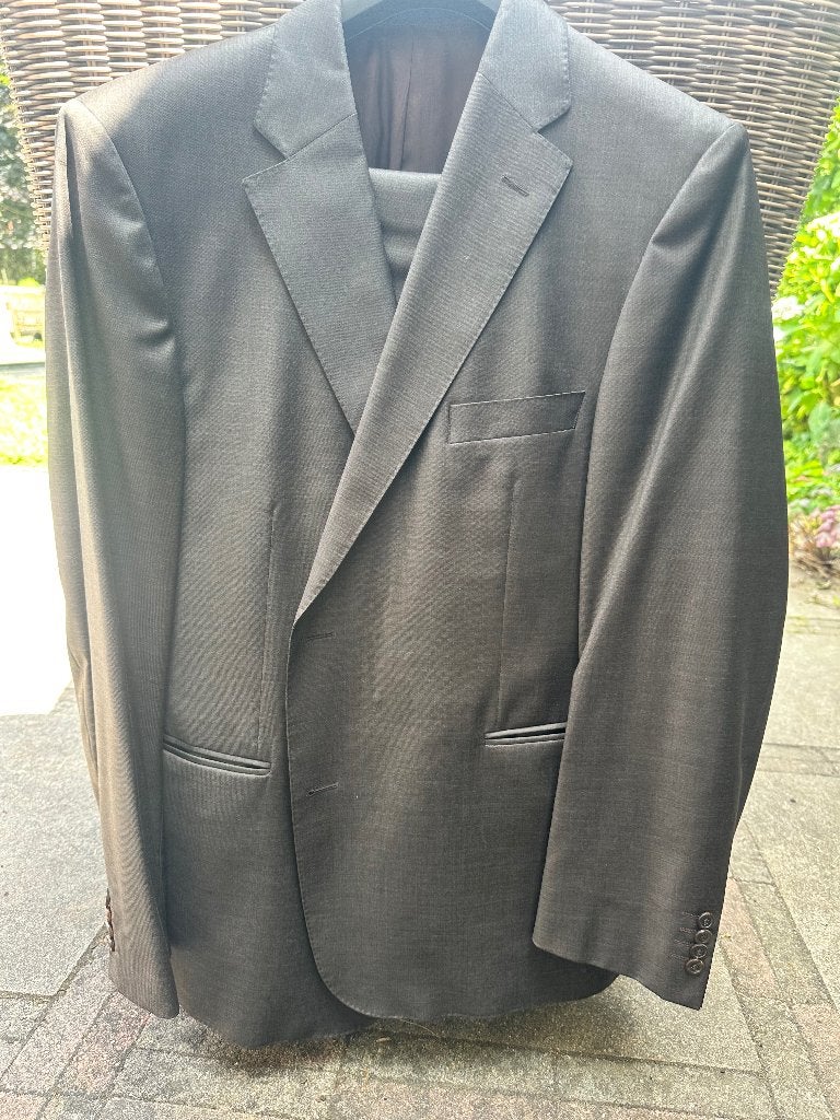 Eduard Dressler pak maat 28 donkergrijs 100% wol, Kleding | Heren, Kostuums en Colberts, Eduard Dressler, Overige maten, Ophalen of Verzenden