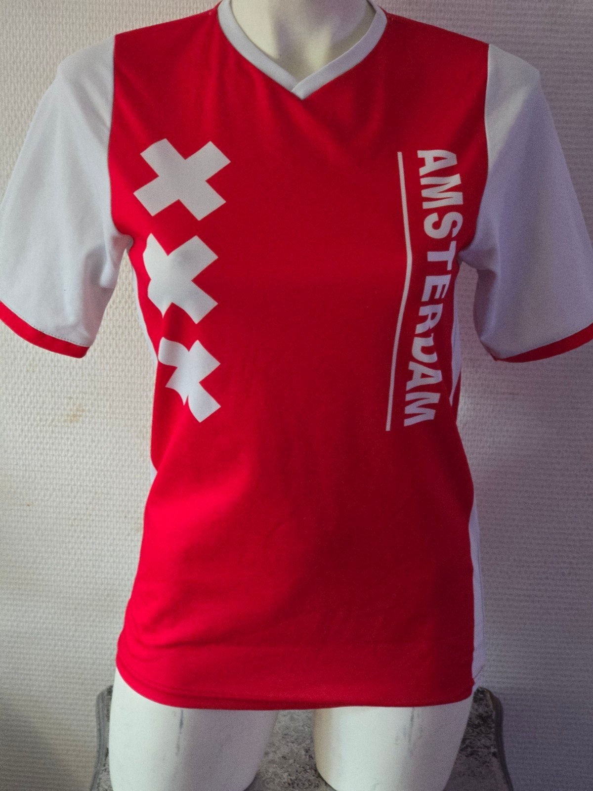 Rood-wit Amsterdam T-shirt maat S, Kleding | Dames, T-shirts, Ophalen of Verzenden, Korte mouw, Maat 36 (S), Rood