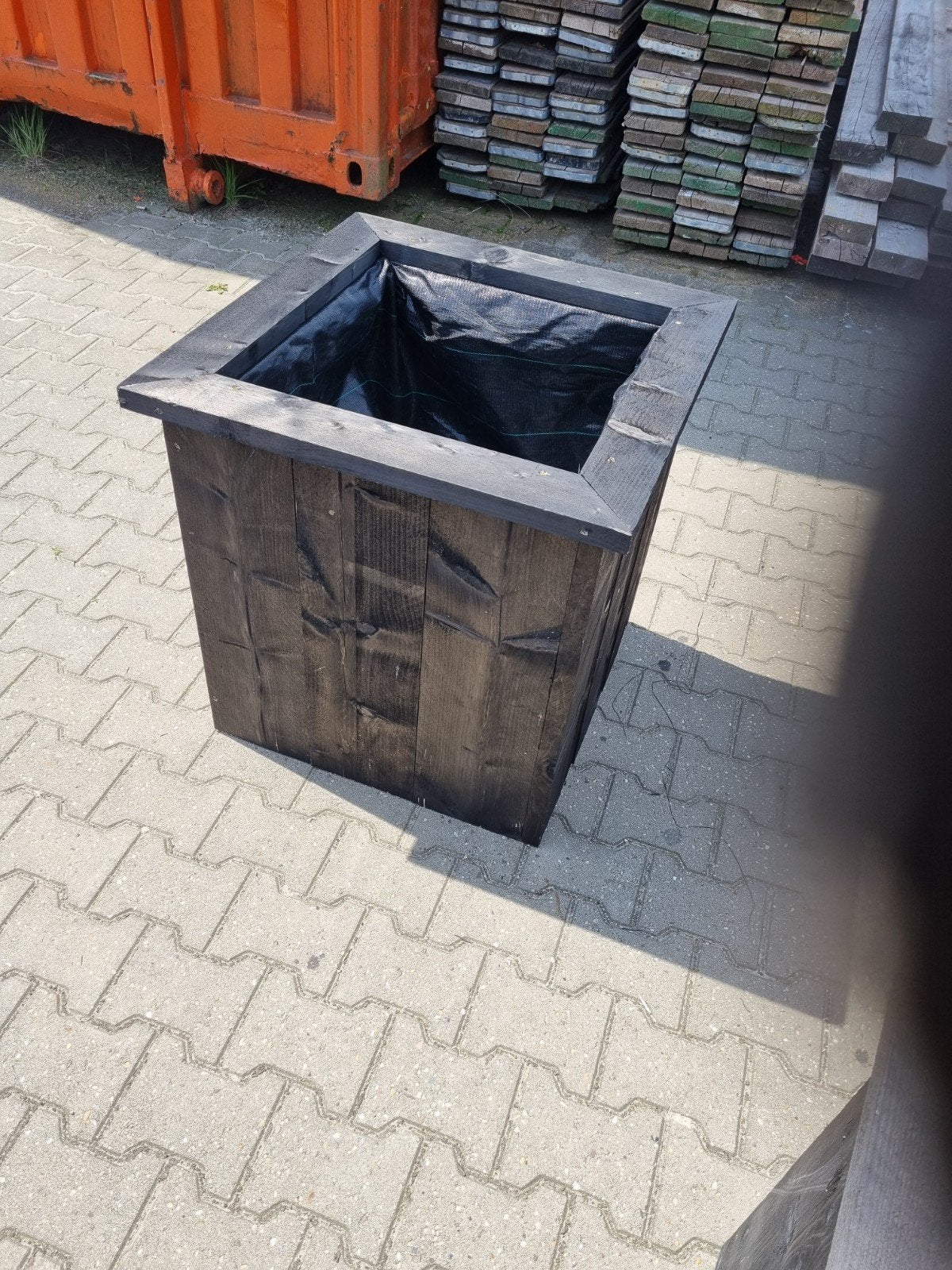 Zwarte bloembakken, Ophalen, Nieuw, Vierkant, Hout