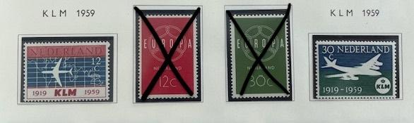 1959 Postfris 2x 40 jaar KLM NVPH 729#730 , Postzegels en Munten, Ophalen of Verzenden, Na 1940, Postfris