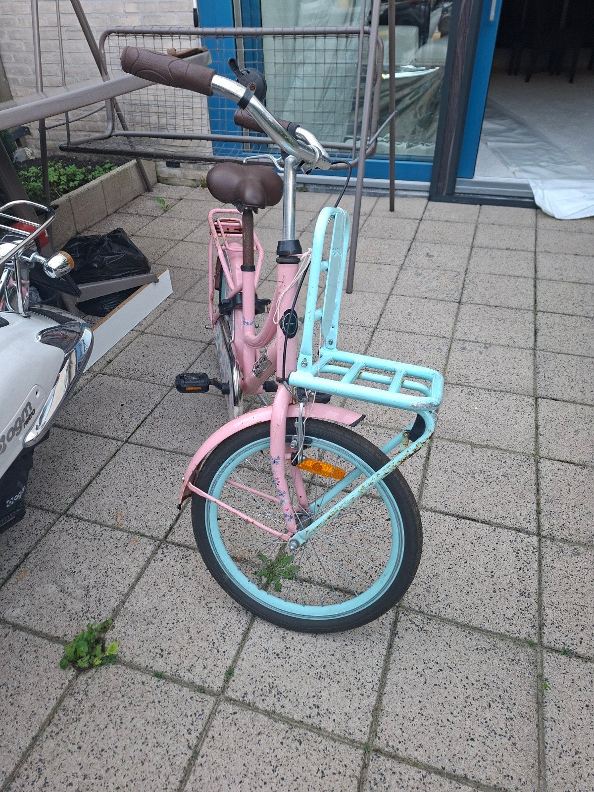 Roze Popal fiets met voordrager en bagagedrager, Gebruikt, Velgrem, Ophalen of Verzenden, Handrem