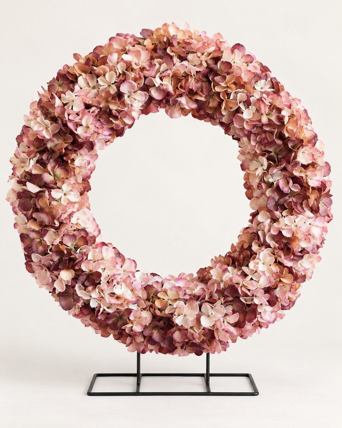 Handgemaakte Krans van Zijden Hortensia's, 40 cm, Onbekend@voorbeeld.com, Textiel, Krans