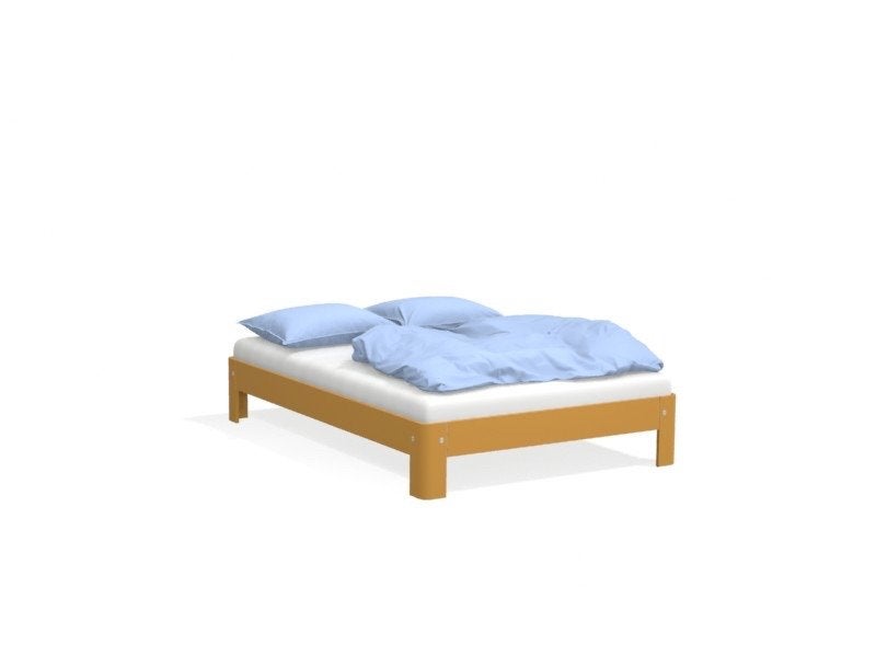 Auping Auronde bed (frame + bodem) 140x200 in Beuken, Ophalen, Gebruikt, Bruin, Tweepersoons