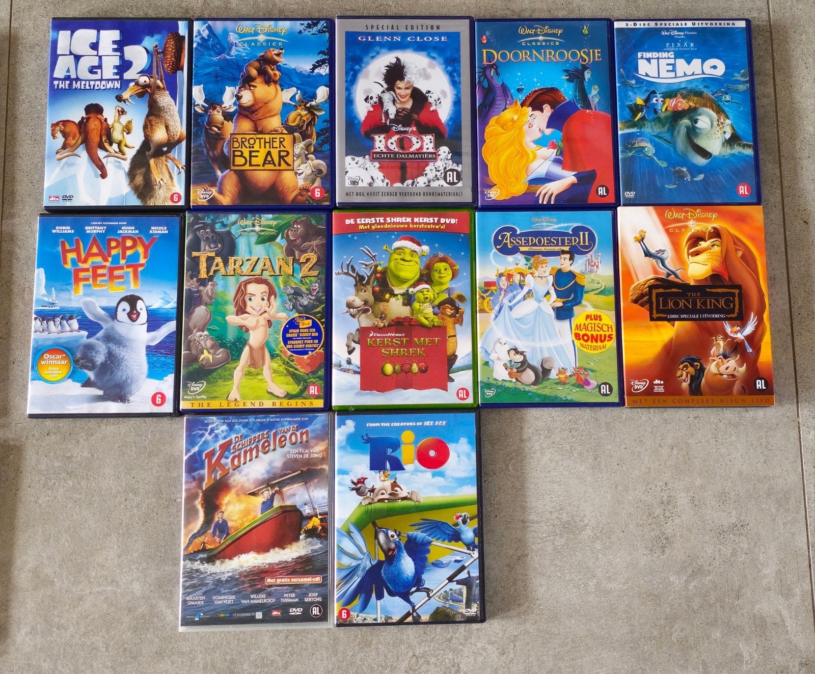 Grote collectie kinderfilms op DVD (12 stuks), Gebruikt, Animatie, Alle leeftijden, Nederlands