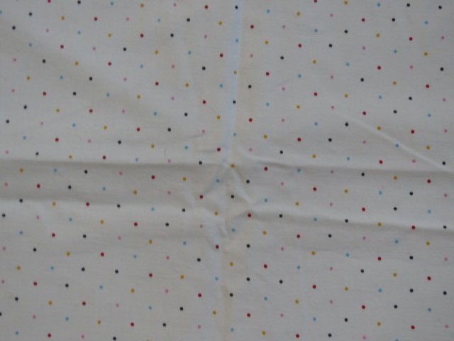 Vintage lap stof wit met gekleurde stipjes, Wit, Ophalen of Verzenden, Zo goed als nieuw, 30 tot 120 cm