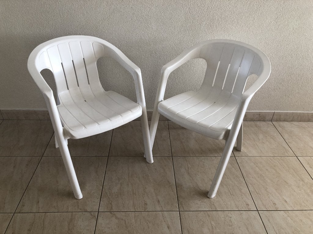 Verstelbare tuinstoel + twee (vaste) stoelen - als nieuw, Ophalen, Gebruikt, Kunststof, Stapelbaar