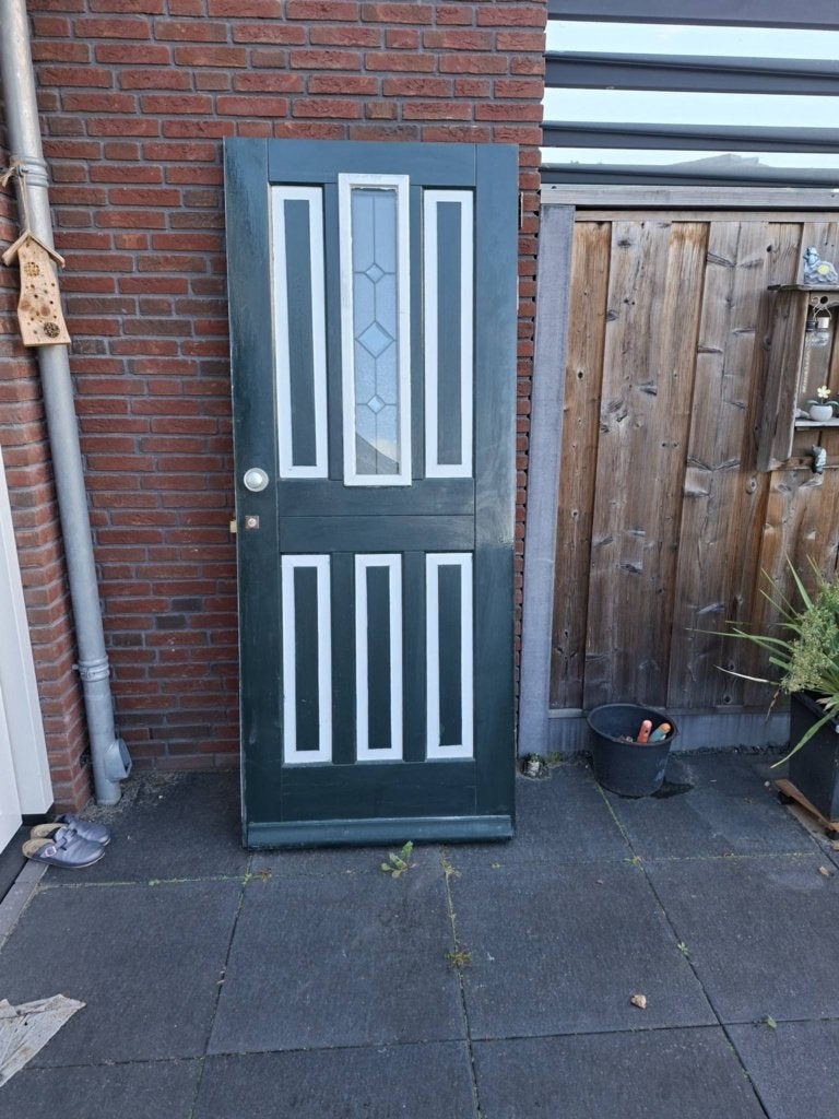 hardhouten voordeur met dubbelglas 87,5 x215,0, Gebruikt, 80 tot 100 cm, Ophalen of Verzenden, Buitendeur