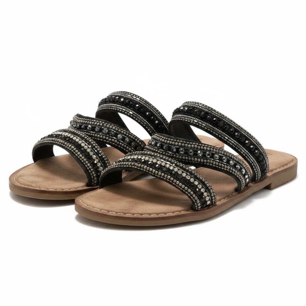 Lazamani slippers maat 42 zwart/zilver strass steentjes, Kleding | Dames, Schoenen, Slippers, Zwart, Ophalen of Verzenden, Gedragen