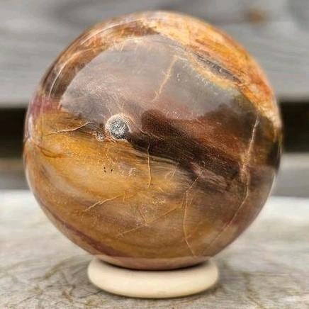 Mooie versteend hout bol 59 mm, Ophalen of Verzenden