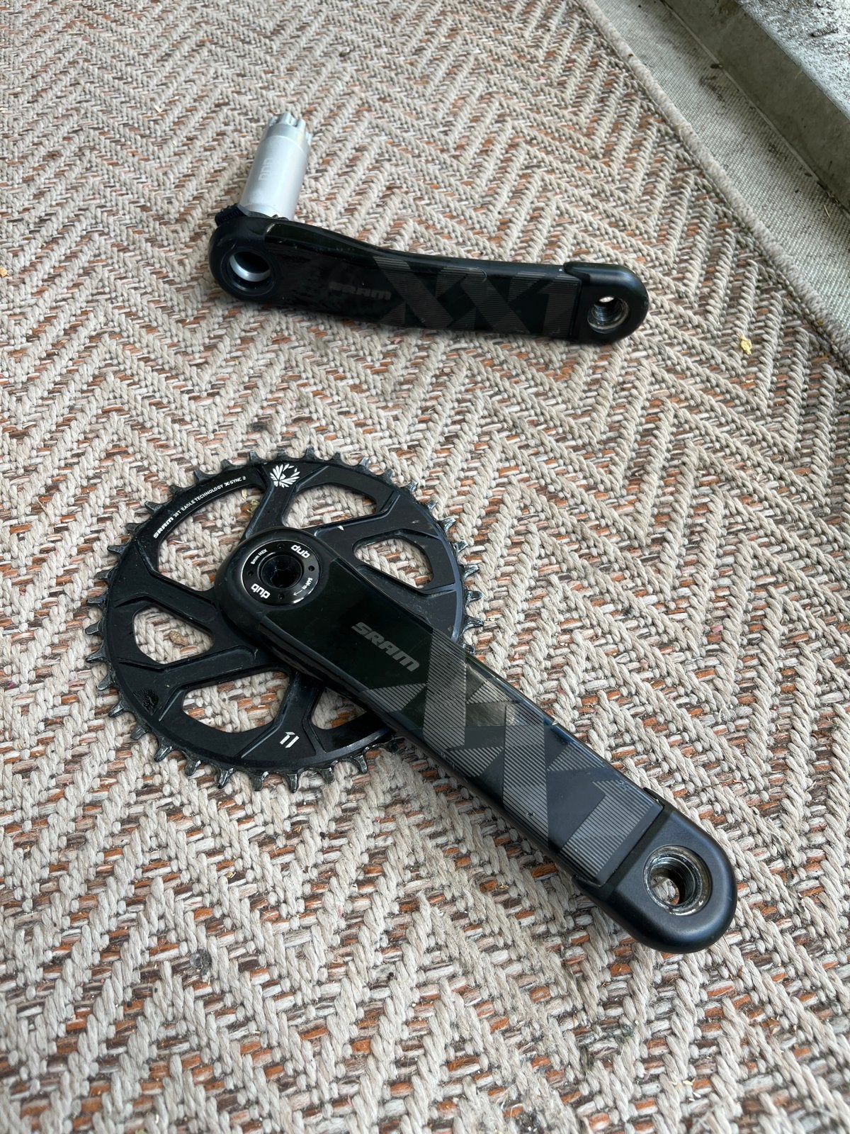 SRAM XX1 Carbon Crankstel 175mm met 38T Blad, Gebruikt, Mountainbike, Carbon, Ophalen