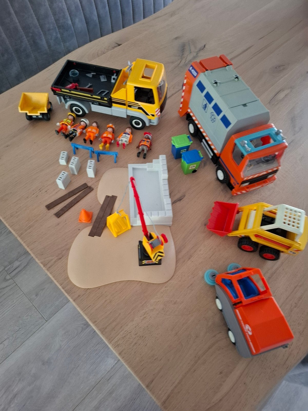 playmobil bouwplaats, poetser, vuilniswagen set, Ophalen, Gebruikt