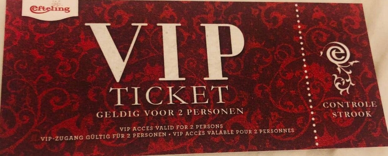 Vip ticket voor 2 personen Efteling!, Ticket of Toegangskaart