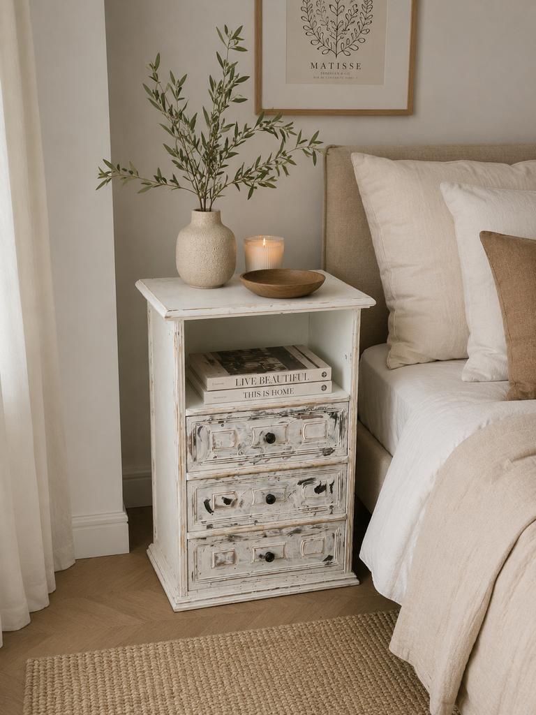 Shabby Chique Italiaans Nachtkastje - Duurzaam Gerenoveerd, Huis en Inrichting, Slaapkamer | Nachtkastjes, Zo goed als nieuw, 70 cm of meer