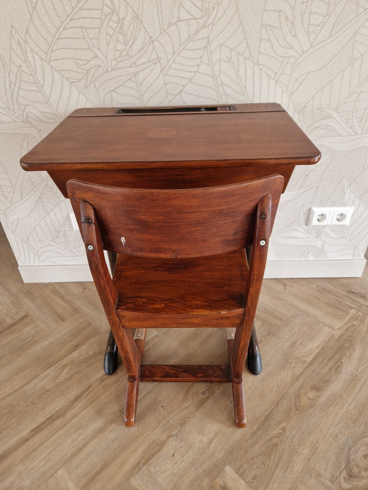 Vintage Schooltafel met Stoel - Hout, Kinderbureau, Ophalen of Verzenden