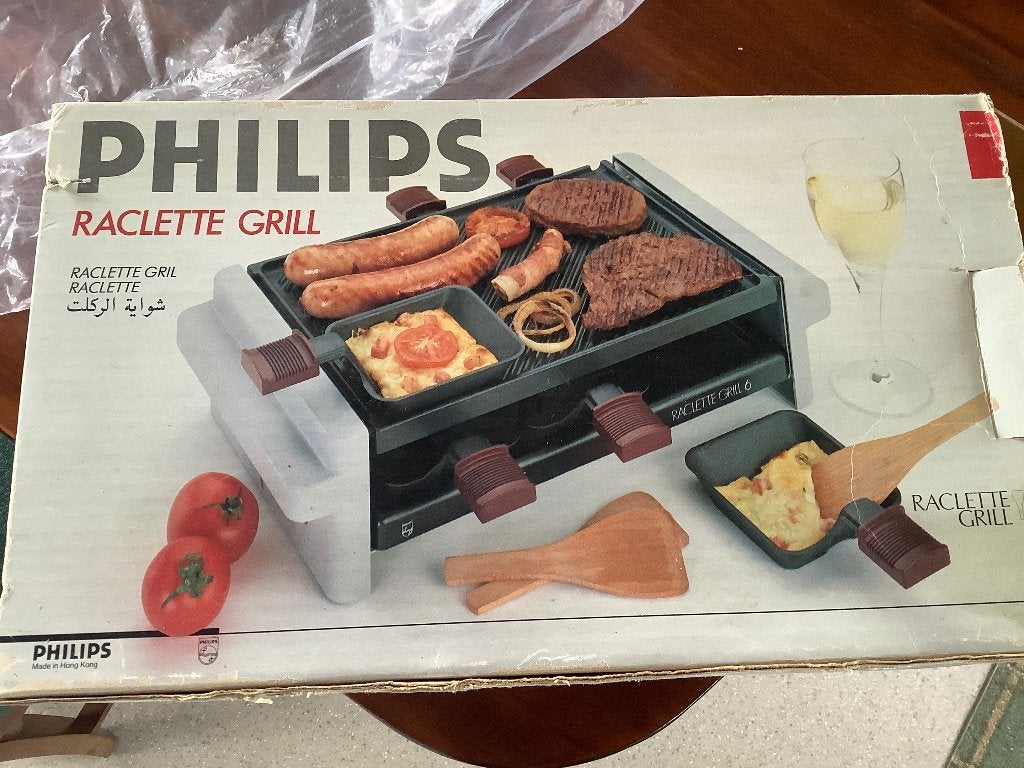 Phillips Raclette Grill HD4336 met grill plaat en steengrill, Ophalen, Gebruikt, 4 t/m 7 personen