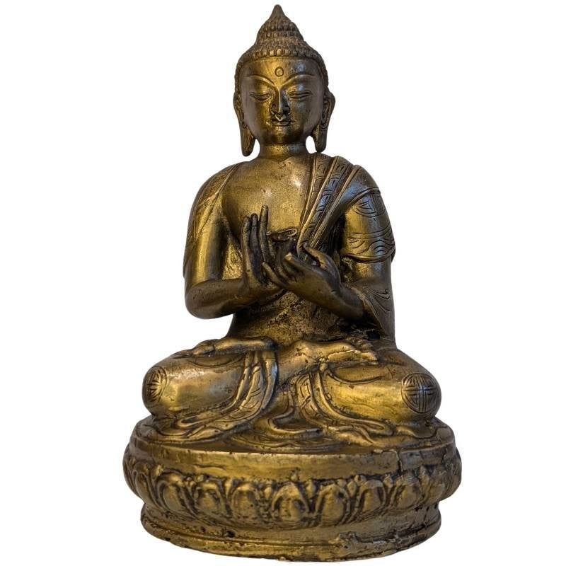 Antique Sino-Tibetan Bronze Buddha –Dharmachakra Mudra – 123, Gebruikt, 20 cm, Ophalen of Verzenden, Goud