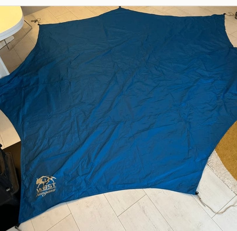 Wingvormige Tarp 280 x 280 cm, met stokken en touwen, als nw, Ophalen of Verzenden, Zo goed als nieuw