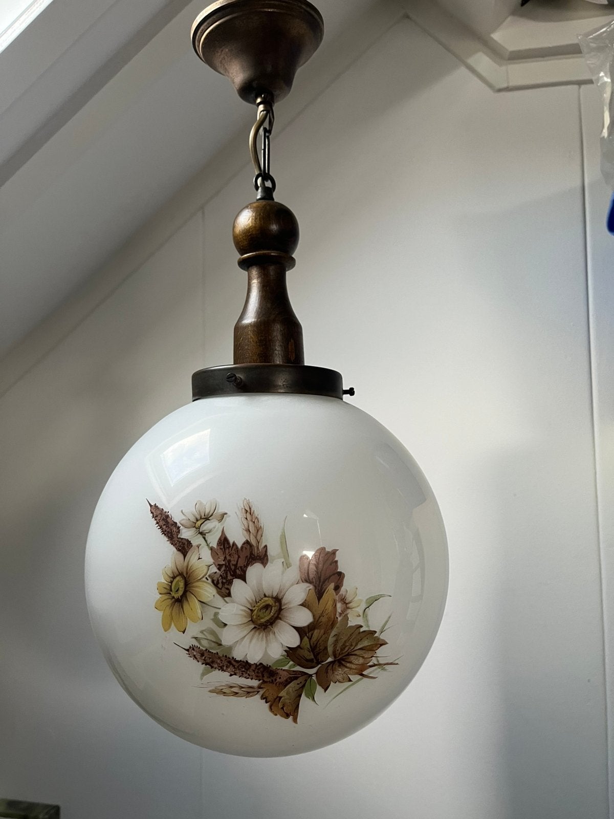 Prachtige  Vintage Hanglamp met mooi bloem motief, Antiek en Kunst, Ophalen of Verzenden