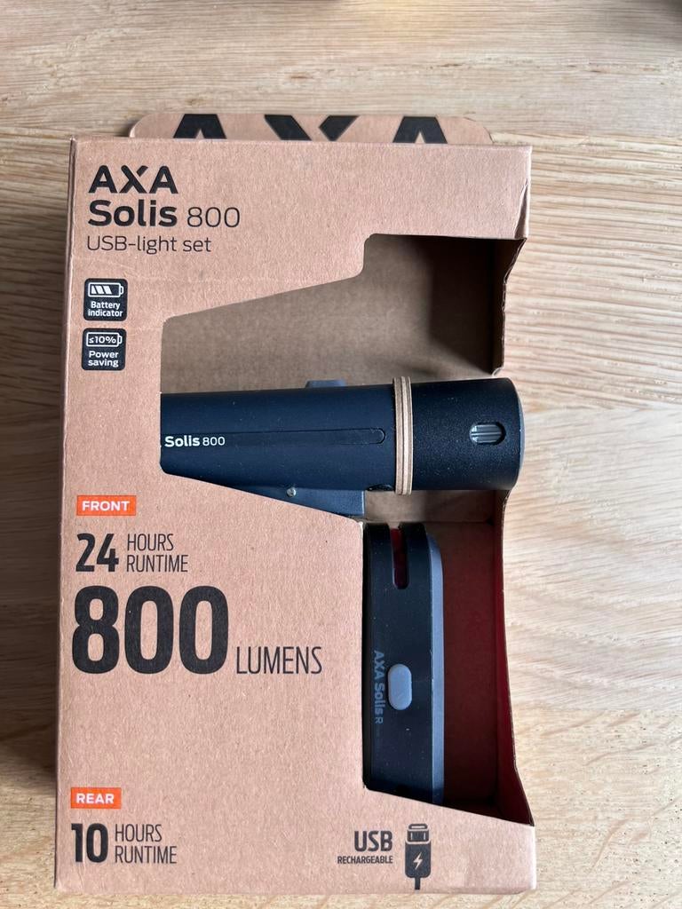 Tka AXA Solis 800 USB-light set, Verlichtingsset, Nieuw, Ophalen of Verzenden, Oplaadbaar