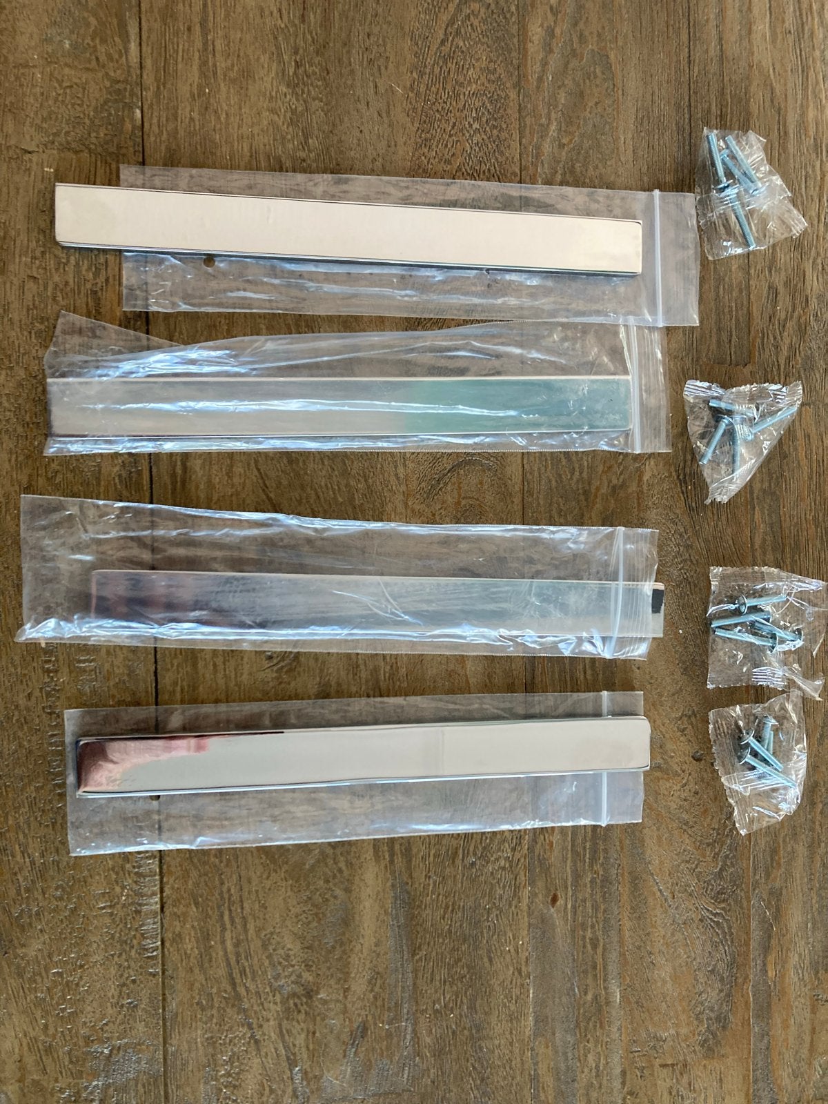 4 nieuwe chromen handgrepen met schroeven, Overige kleuren, Overige merken, Overige typen, Nieuw