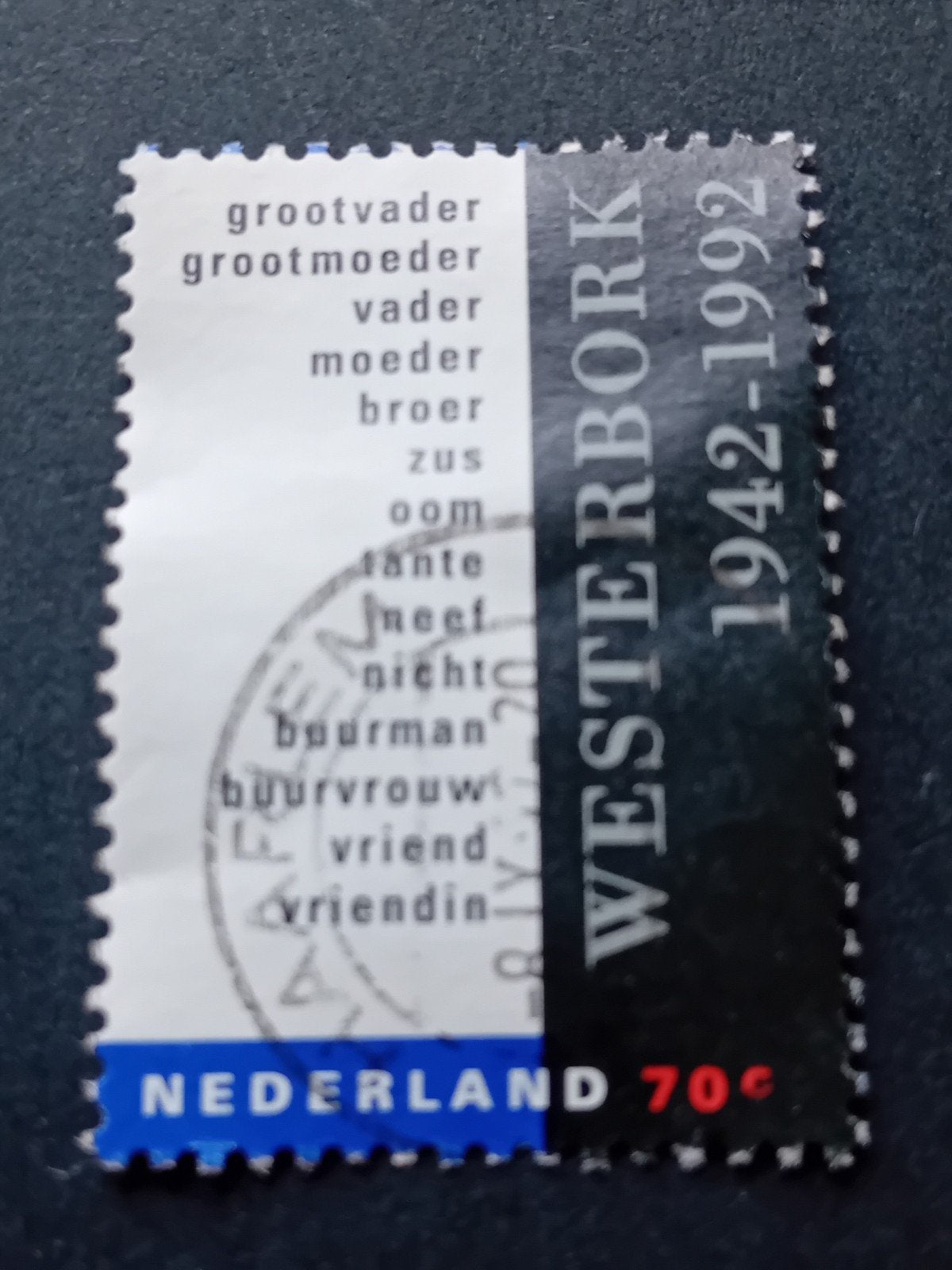Nederland Westerbork 1942-1992 Postzegel 70c Gestempeld, Ophalen of Verzenden, Na 1940, Gestempeld