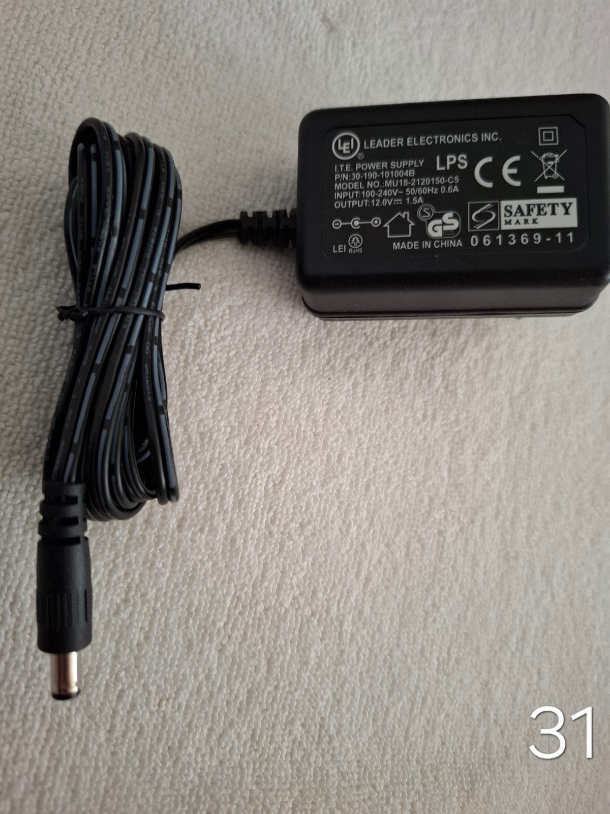 AC adapter Leader electronics 12V 1,5A, Ophalen of Verzenden