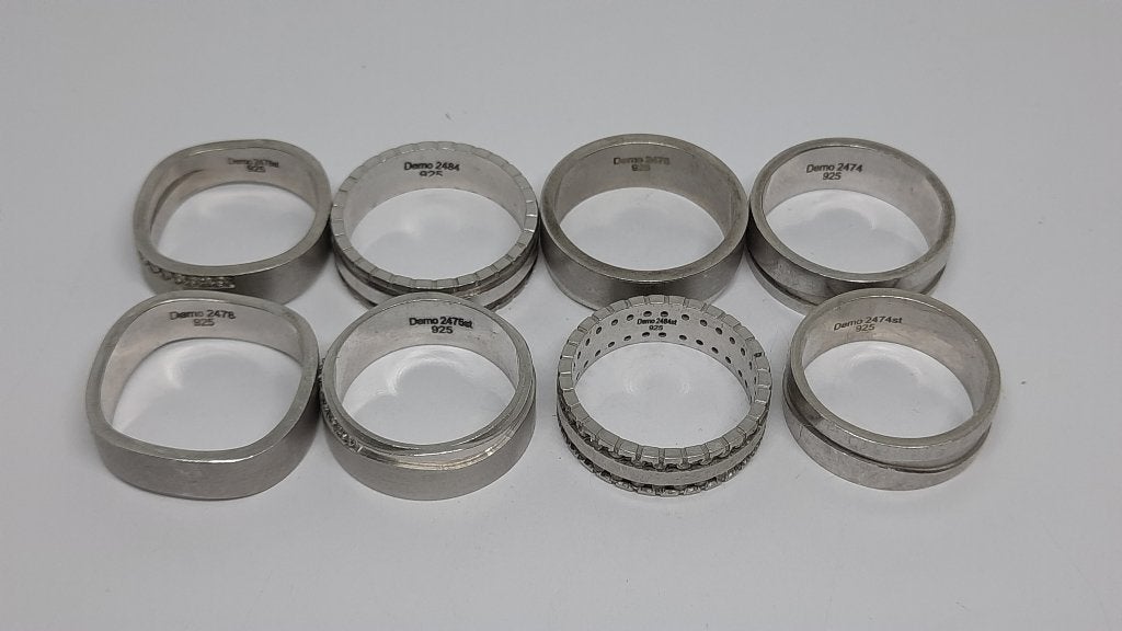 Partij van 8 Demonstratie 925 Zilver Ringen, Gebruikt, Ophalen of Verzenden, 17 tot 18, Dame