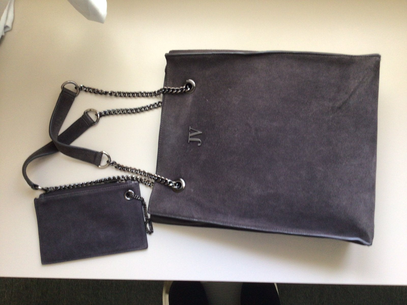 JOSH V suede shopper, Verzenden, Zo goed als nieuw, Grijs, Shopper