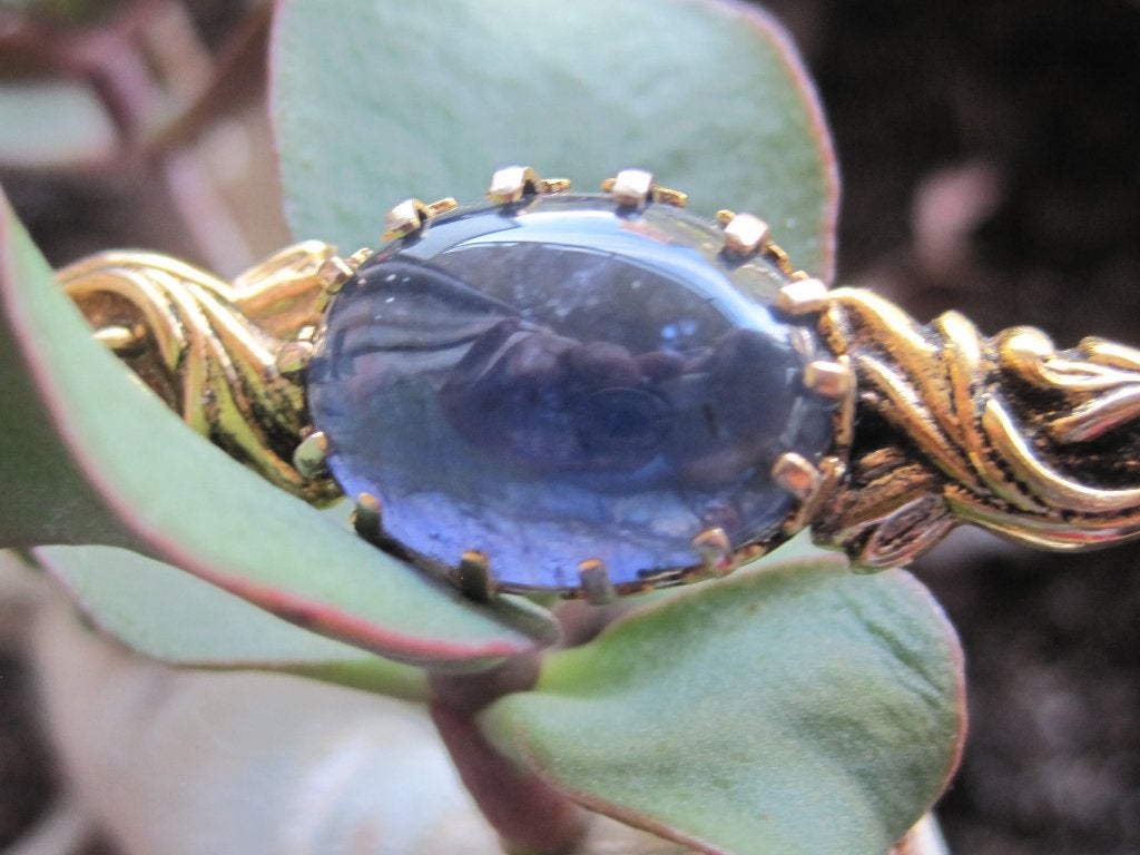 Tanzanite 8 krt 100% natuurlijk vintage oud broche zeldzaam, Sieraden, Tassen en Uiterlijk, Antieke sieraden, Ophalen, Overige materialen