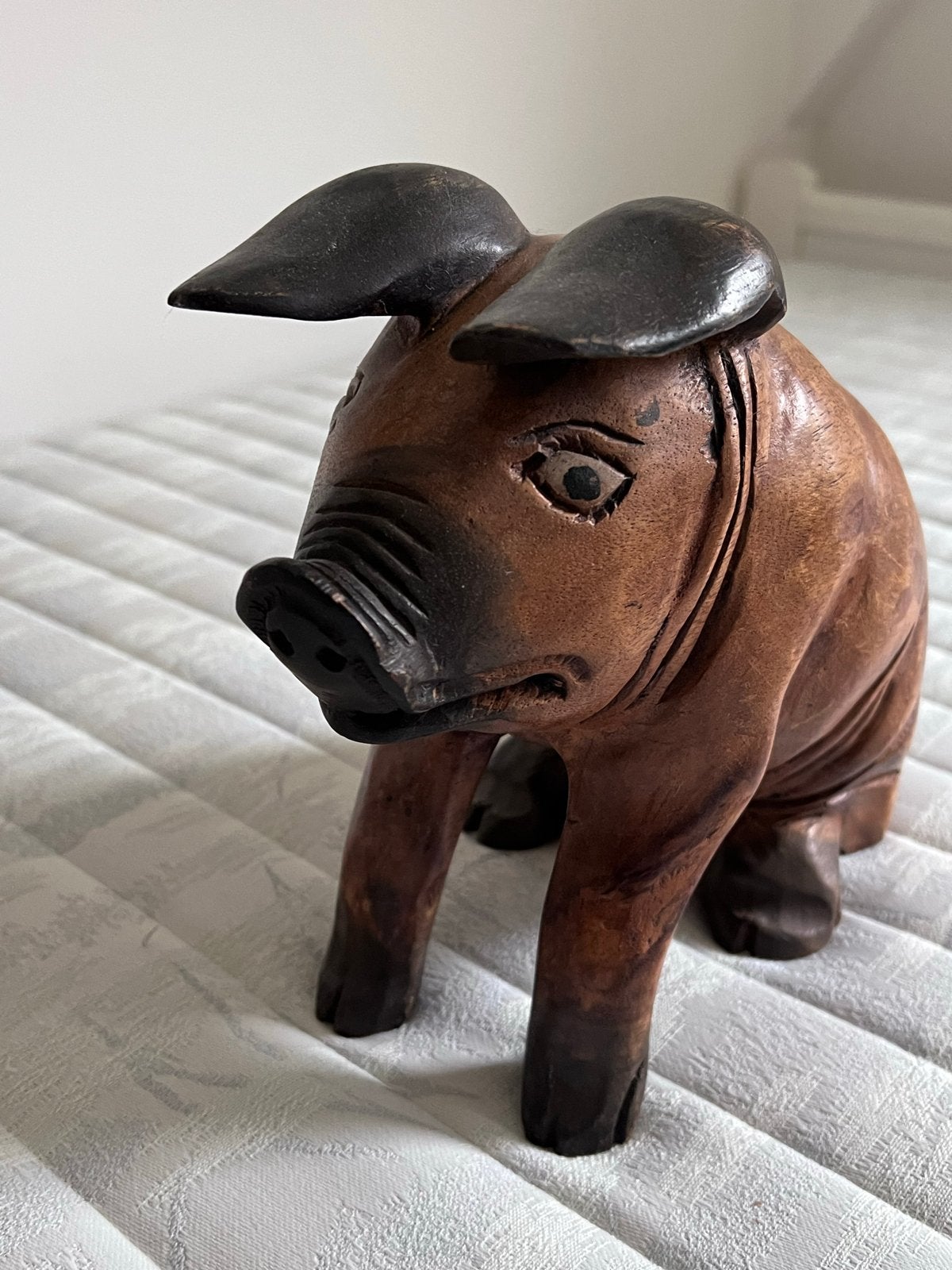 Handgesneden houten beeld varken, Ophalen, 20 - 50 cm, Beeld, Hout