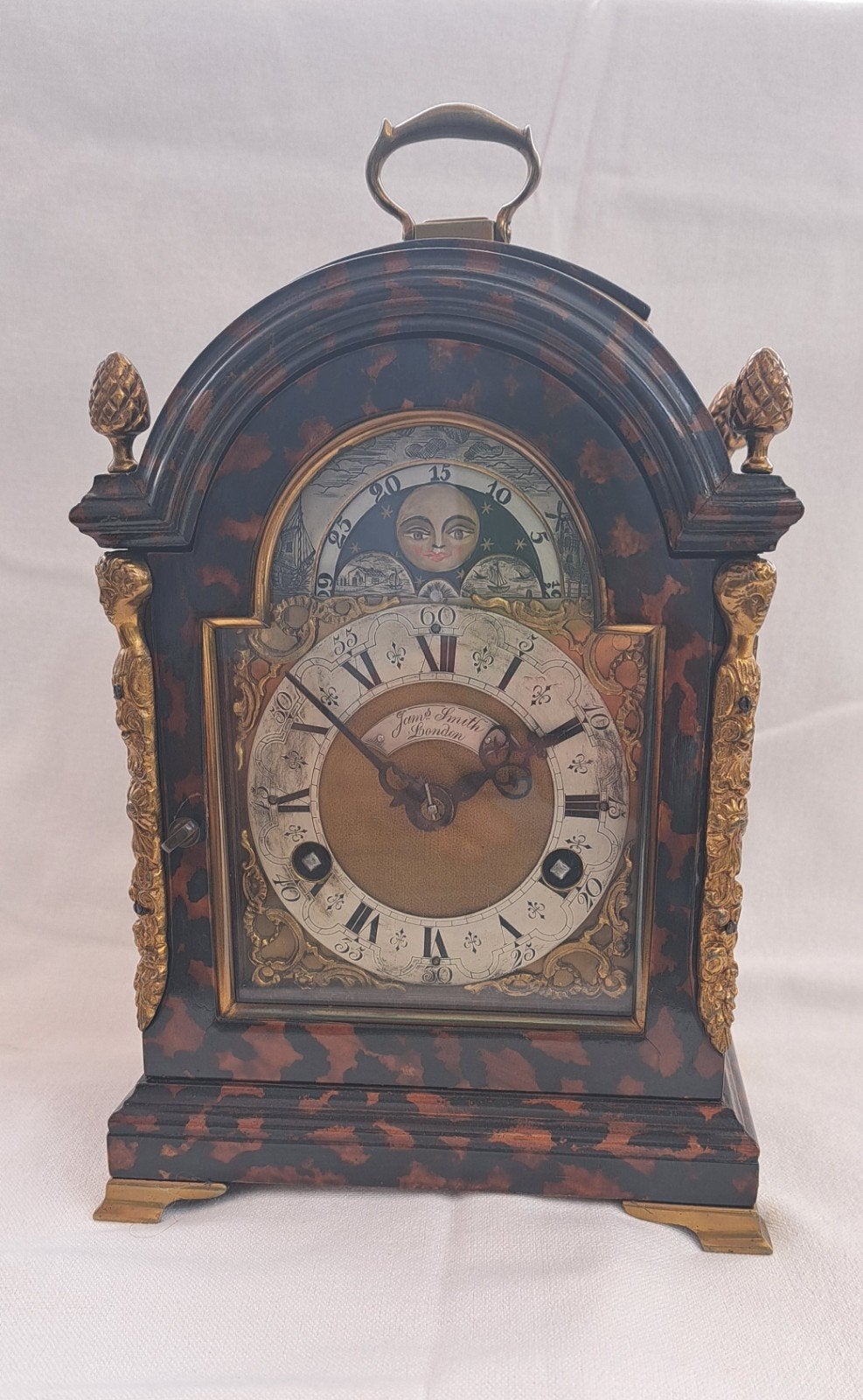 Antieke Jam.S Smith London Schildpad Fineer Tafelklok, Ophalen